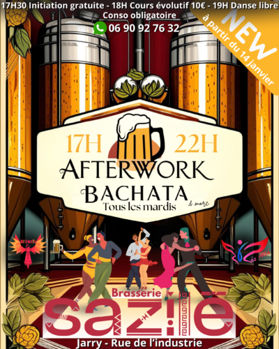 affiche afterwork bachata guadeloupe à jarry pour apprendre à danser